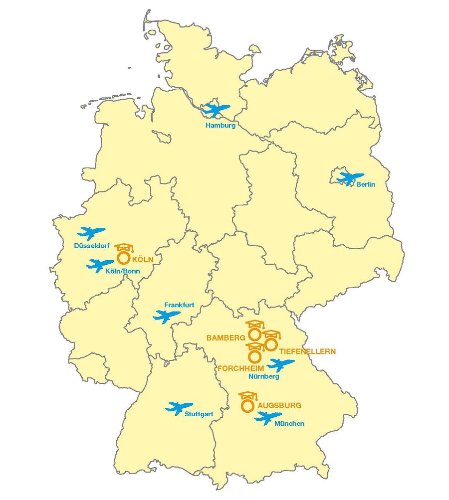 Unsere Standorte für Home Tuition Deutsch in Deutschland